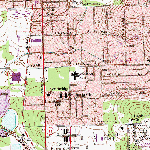 Topographic Map of Wesson School, FL