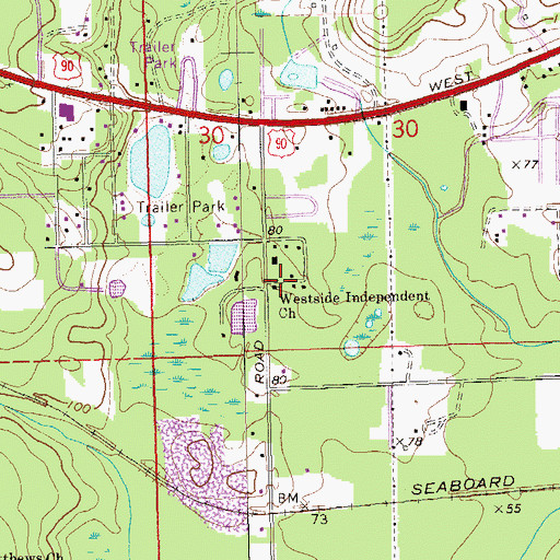 Topographic Map of Westside Independent Church, FL