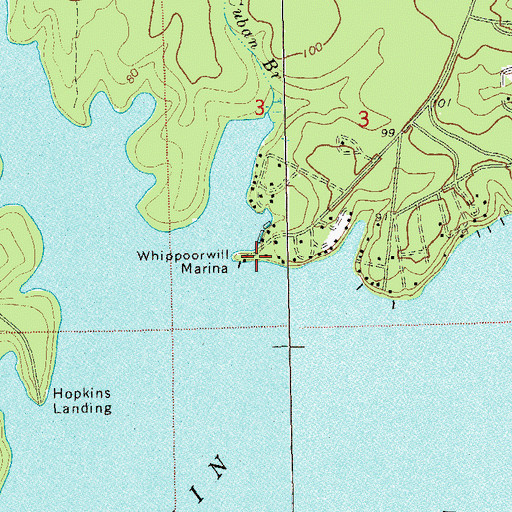 Topographic Map of Whippoorwill Marina, FL