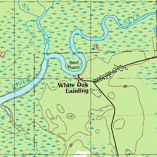 Topographic Map of White Oak Landing, FL