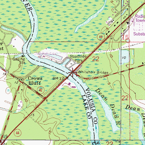 Topographic Map of Whitehair Bridge, FL