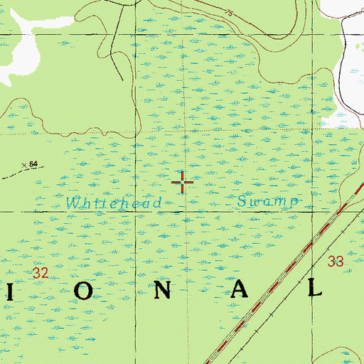 Topographic Map of Whitehead Swamp, FL
