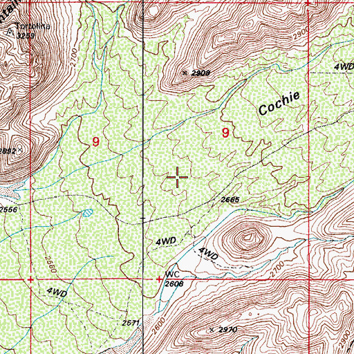 Topographic Map of Cochie Canyon, AZ