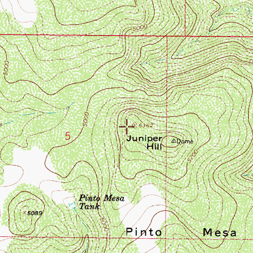 Topographic Map of Juniper Hill, AZ