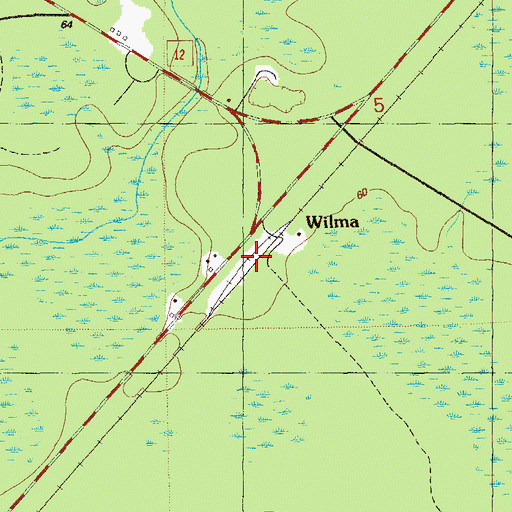 Topographic Map of Wilma, FL