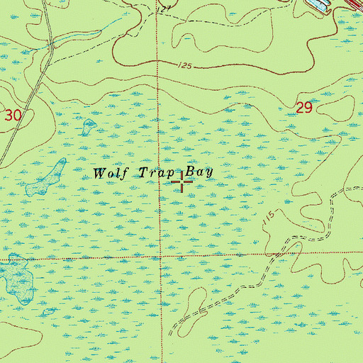 Topographic Map of Wolf Trap Bay, FL