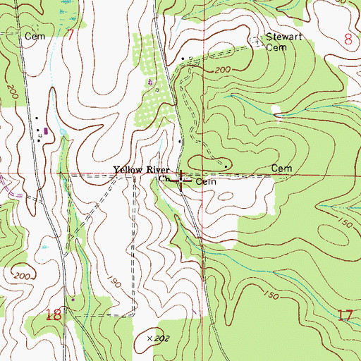 Topographic Map of Yellow River Church, FL