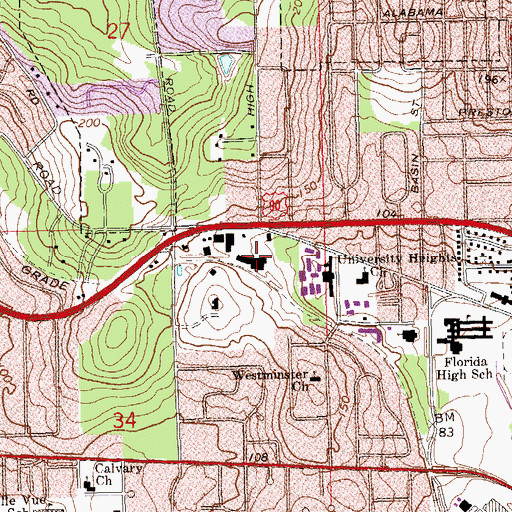 Topographic Map of Varsity Shopping Center, FL