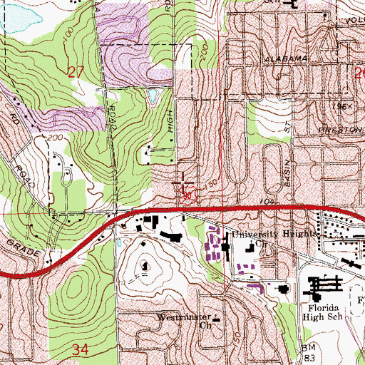 Topographic Map of Towne South Shopping Center, FL