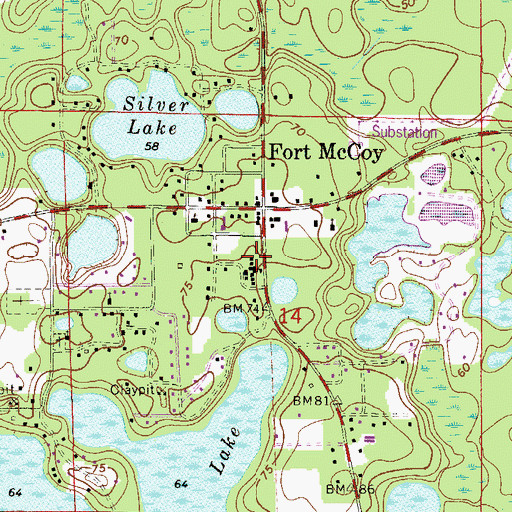 Topographic Map of Fort McCoy Elementary School, FL