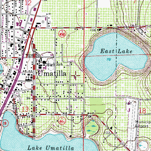 Topographic Map of Umatilla Middle School, FL
