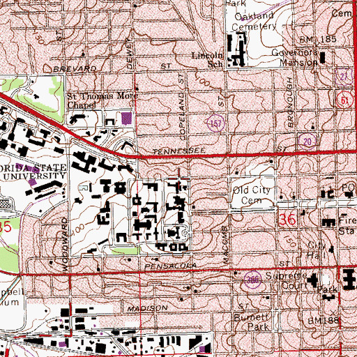 Topographic Map of Robert Manning Strozier Library - Florida State Univ ersity, FL
