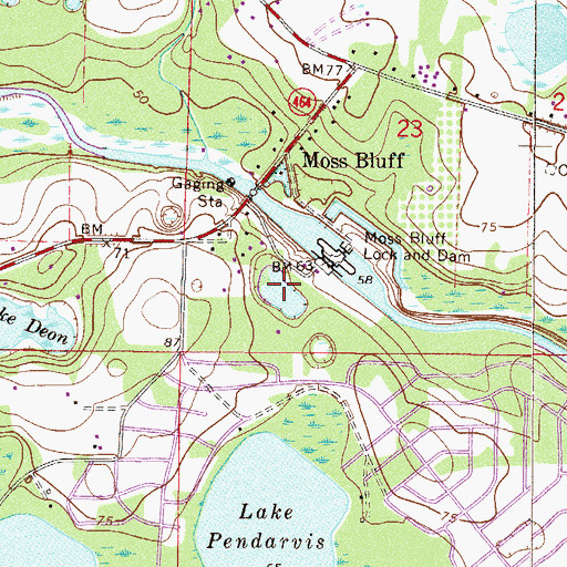 Topographic Map of Moss Bluff Pond, FL