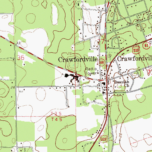 Topographic Map of Crawfordville Elementary School, FL