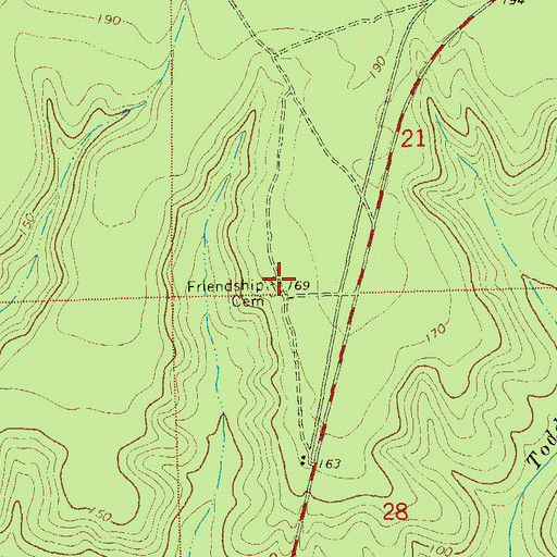 Topographic Map of Friendship Cemetery, FL