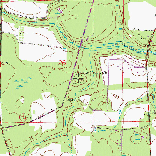 Topographic Map of Cedar Creek Cemetery, FL