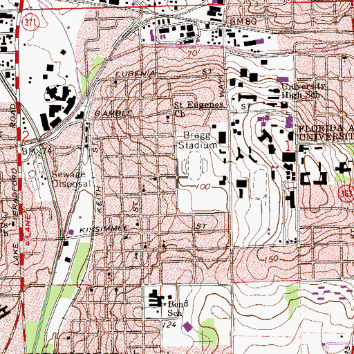 Topographic Map of Greater Love Church of God in Christ, FL