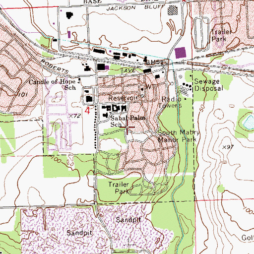 Topographic Map of Sabal Palm Baptist Church, FL