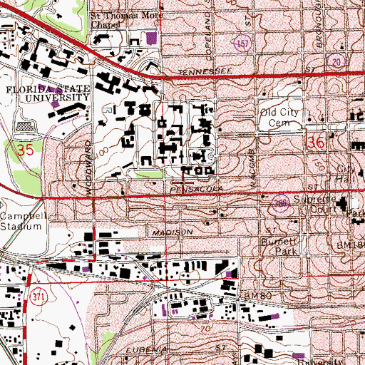 Topographic Map of University Episcopal Church, FL