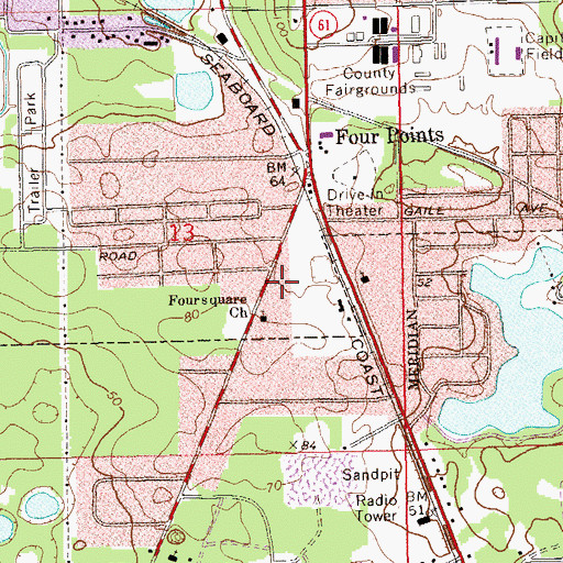 Topographic Map of Abundant Life Foursquare Church, FL