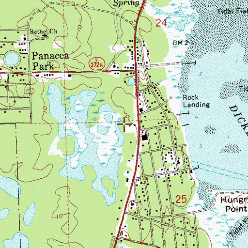 Topographic Map of First Baptist Church of Panacea, FL