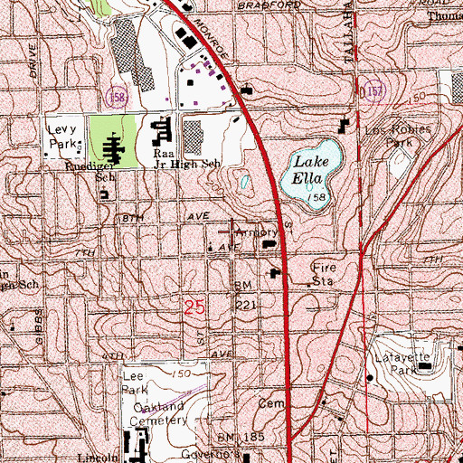 Topographic Map of Lakeview Baptist Church, FL