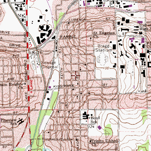 Topographic Map of Jerusalem Missionary Baptist Church, FL