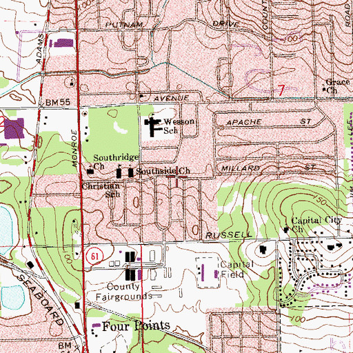 Topographic Map of Southside Baptist Church, FL
