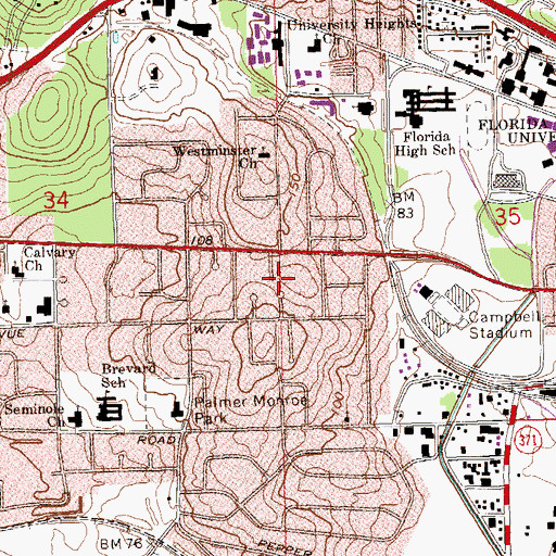 Topographic Map of Westside Church of Christ, FL