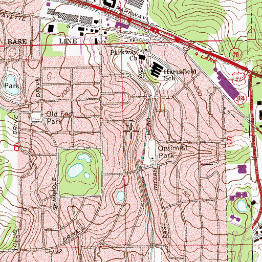 Topographic Map of Towne East Baptist Church, FL