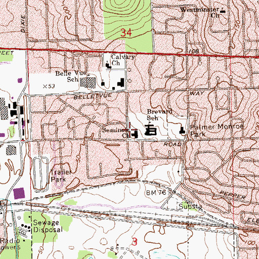 Topographic Map of Seminole Baptist Church, FL