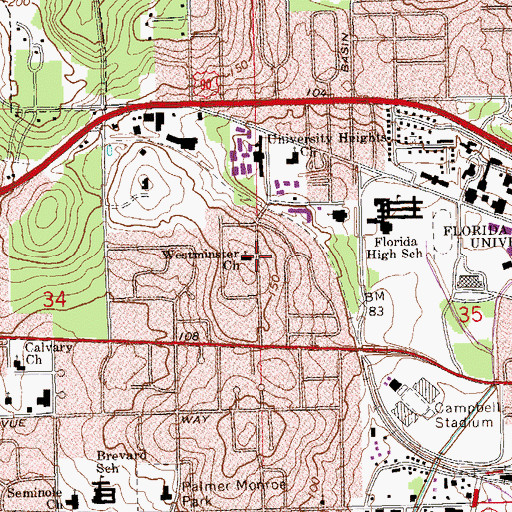 Topographic Map of Westminster Presbyterian Church, FL