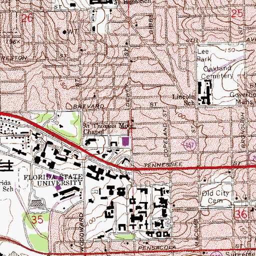 Topographic Map of Co-Cathedral of Saint Thomas More, FL