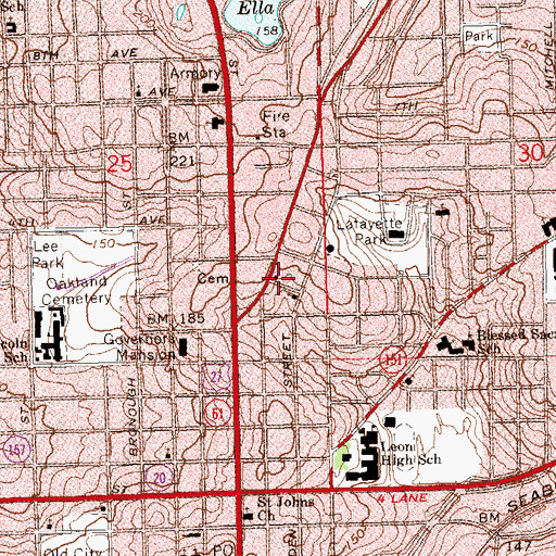Topographic Map of Church of Christ-University, FL