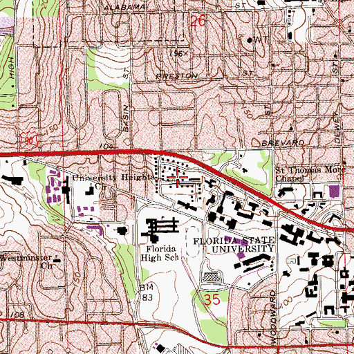 Topographic Map of Church of Christ-Call Street, FL