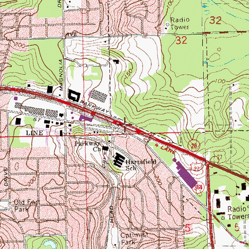 Topographic Map of Parkway Church of God, FL