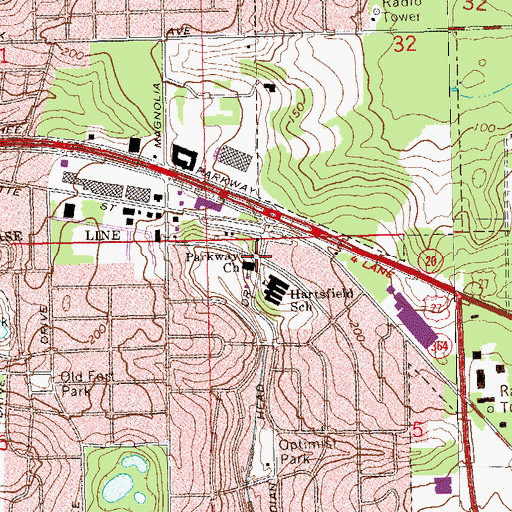 Topographic Map of Parkway Baptist Church, FL
