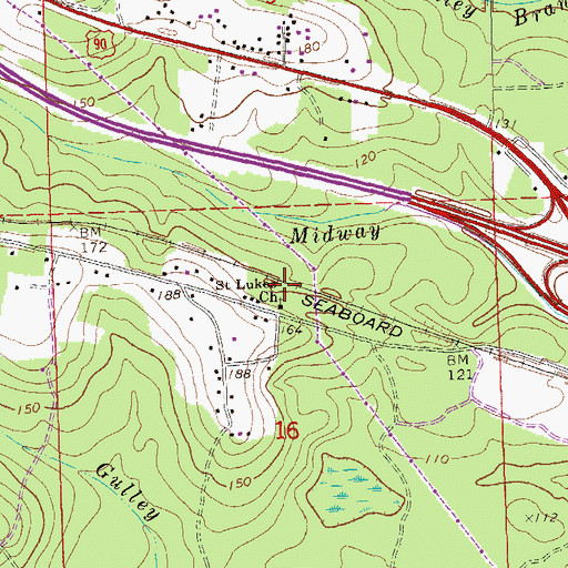 Topographic Map of Saint Luke Primitive Baptist Church, FL