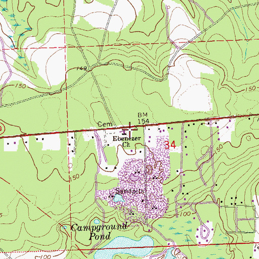 Topographic Map of Ebenezer Leon Baptist Church, FL