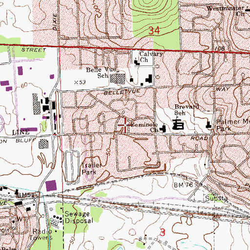 Topographic Map of Community Baptist Church, FL