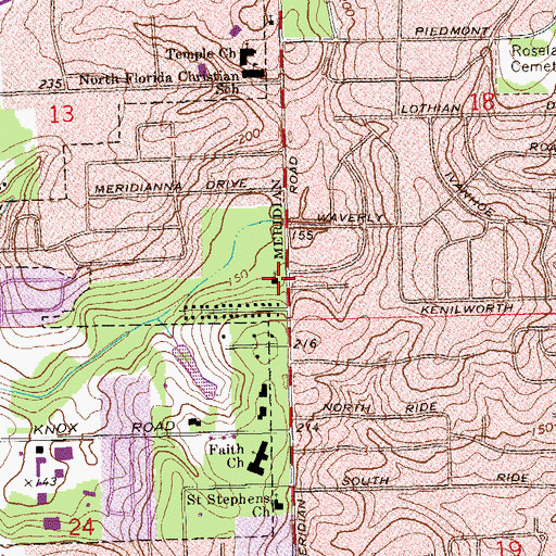 Topographic Map of Mount Zion Primitive Baptist Church of Macon, FL