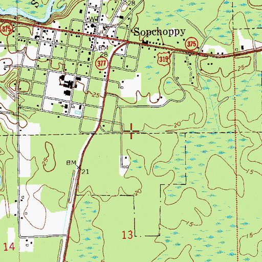 Topographic Map of Mount Trial Primitive Baptist Church, FL