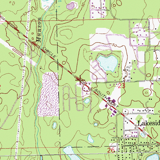 Topographic Map of Lakewood Baptist Church, FL