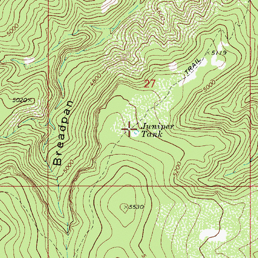 Topographic Map of Juniper Tank, AZ