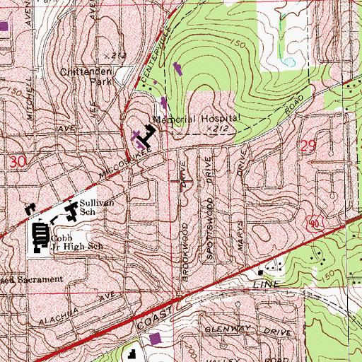 Topographic Map of Holy Comforter Episcopal Church, FL
