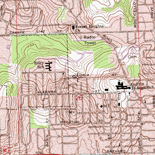 Topographic Map of Griffin Chapel Primitive Baptist Church, FL