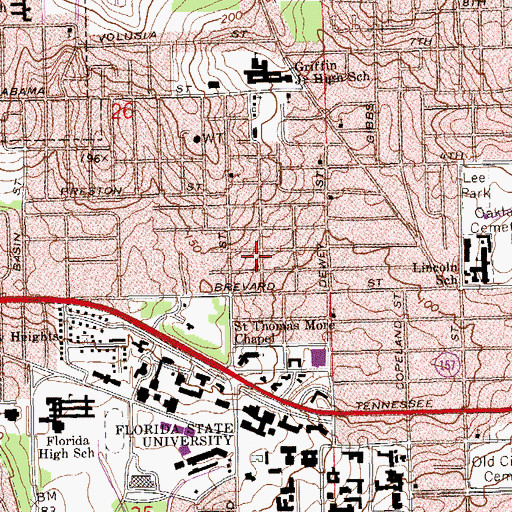 Topographic Map of Florida Tallahassee Mission Church, FL
