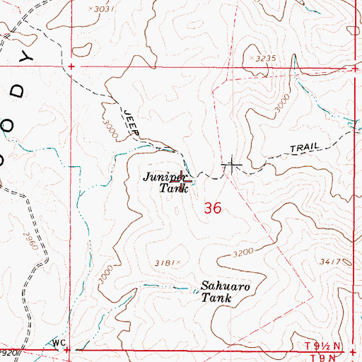 Topographic Map of Juniper Tank, AZ