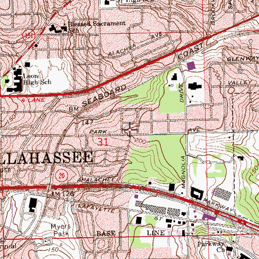 Topographic Map of First Presbyterian Church, FL