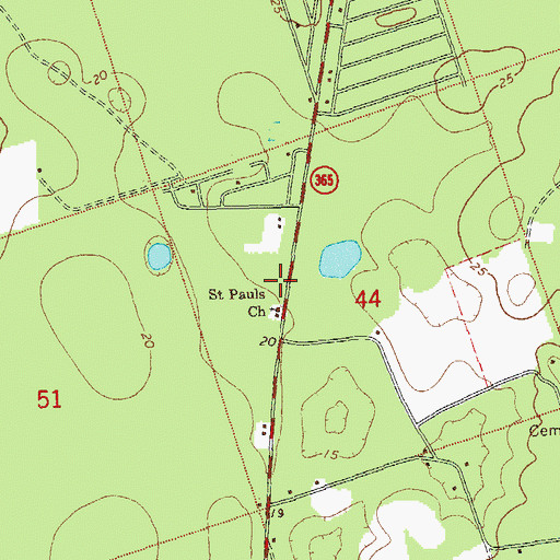Topographic Map of Saint Pauls United Methodist Church, FL